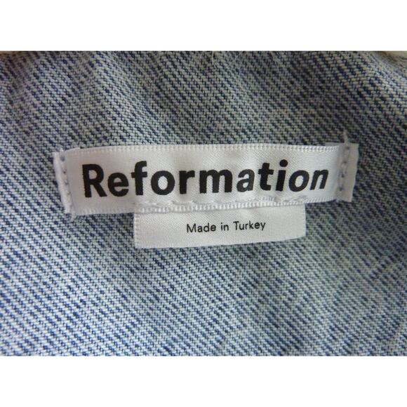 Reformation Aussie Denim Jean Jacket With Faux Fur Trim Sz Small - Picture 6 of 7
